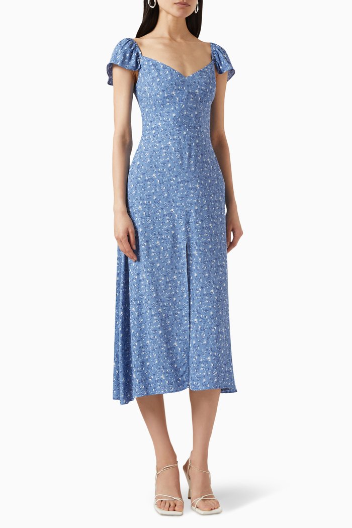 

Baxley Midi Dress in Crepe, Blue