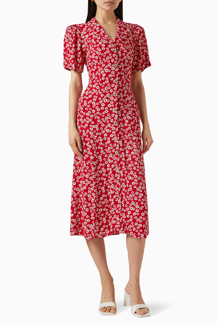 

Wilde Midi Dress in Crepe, Red
