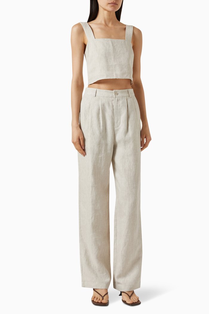

Olivia Crop Top & Pants Set in Linen, Neutral
