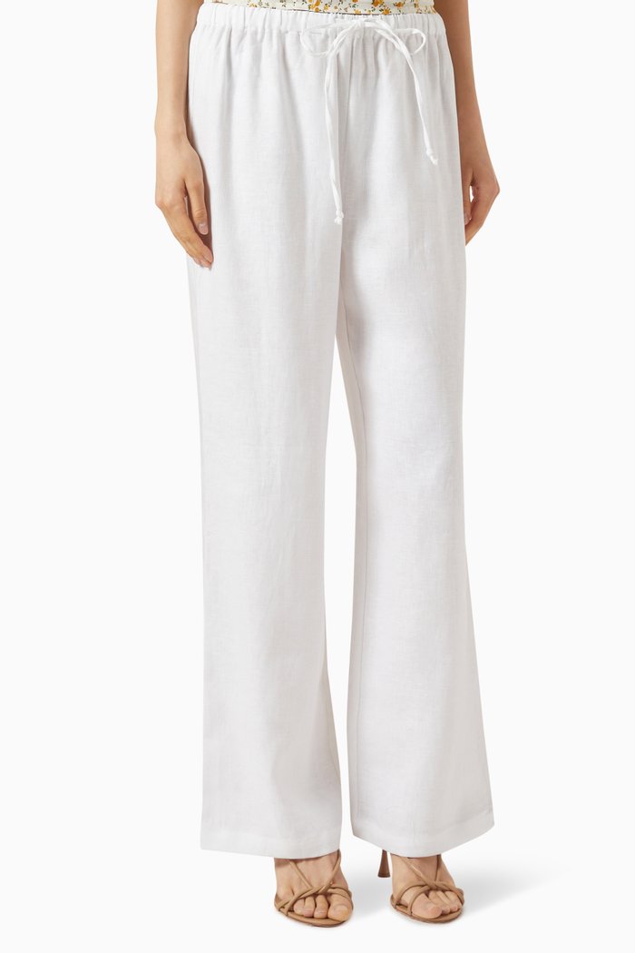 

Olivia Pants in Linen, White