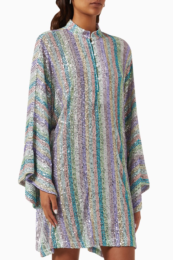 

Striped Kaftan in Sequins, Blue