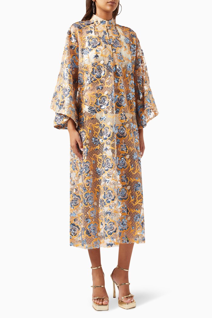 Floral Kaftan in Sequins, Multicolour