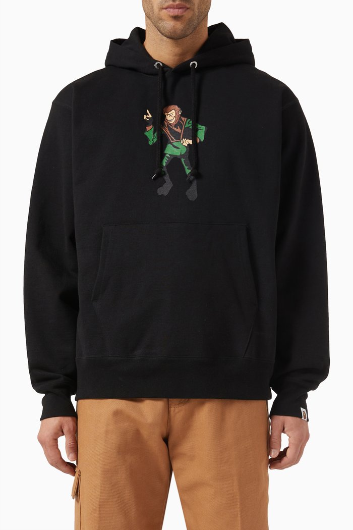 

Ape Logo-print Relaxed Hoodie in Cotton, Black