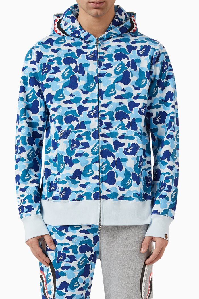 

ABC Camo Shark Hoodie in Cotton, Blue