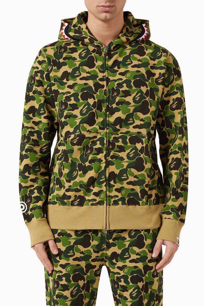 

ABC Camo Shark Hoodie in Cotton, Green