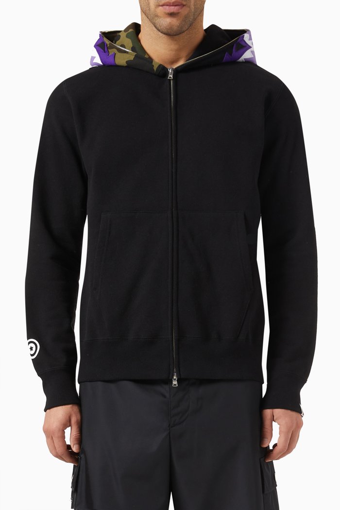 

1st Camo Tiger Full-zip Hoodie in Cotton-terry, Black