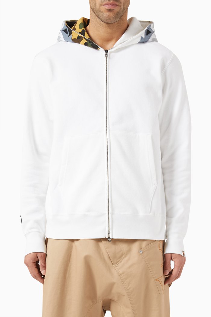 

1st Camo Tiger Full-zip Hoodie in Cotton-terry, White