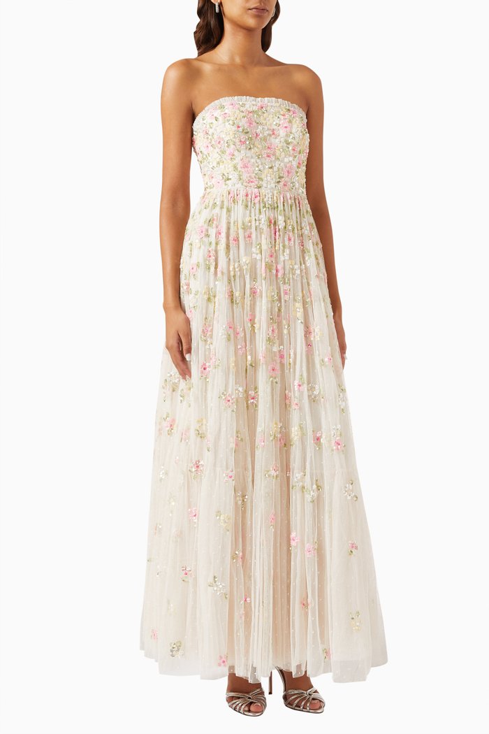 

Freesia Sequin-embellished Strapless Gown in Tulle, Neutral