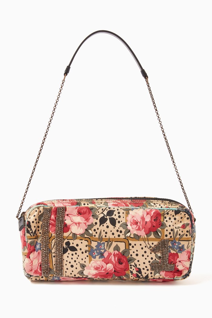 Patterned Shoulder Bag in Silk, Multicolour