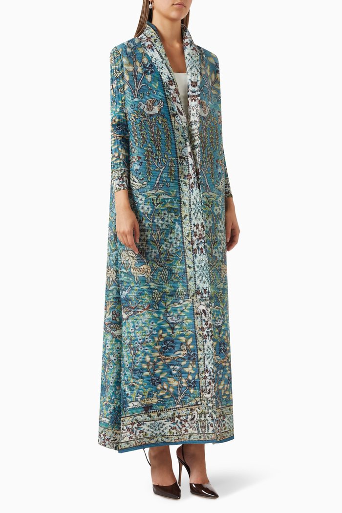 

Printed Abaya in Plisse Fabric, Blue
