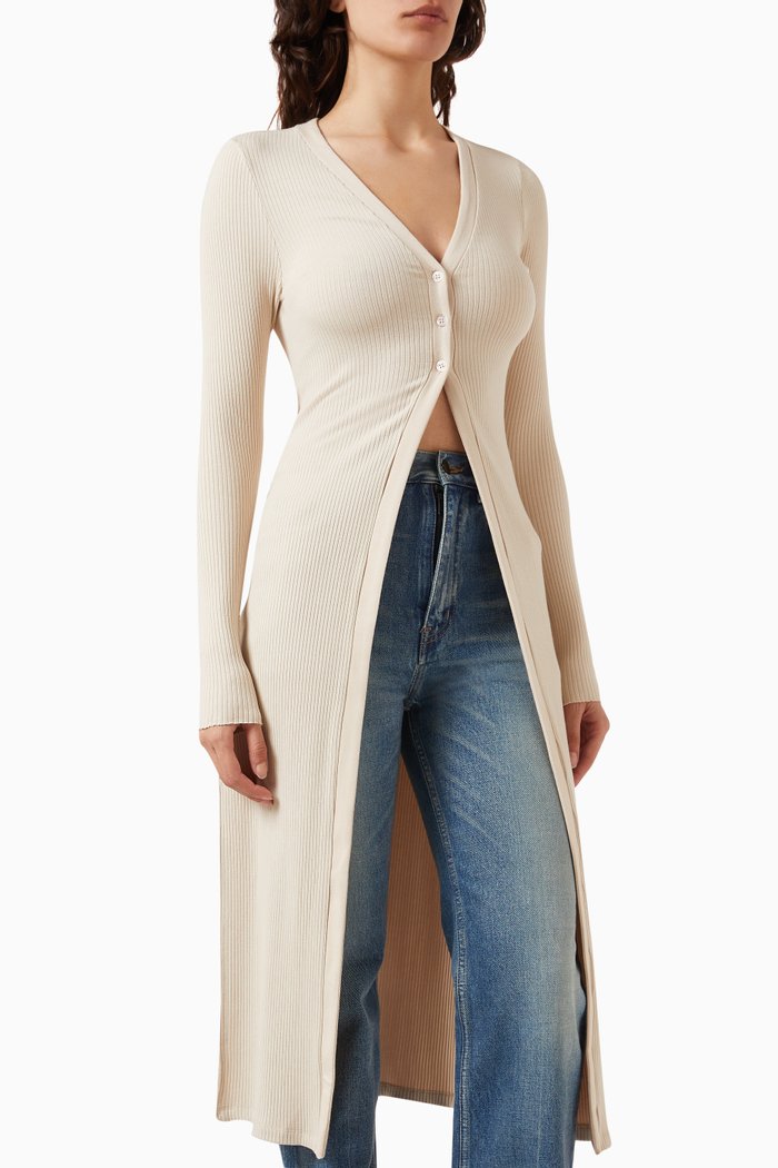 

Alloy Ribbed Cardigan in Stretch-viscose, Neutral