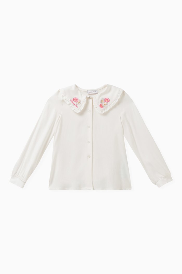 

Floral-embroidered Top in Jersey, White
