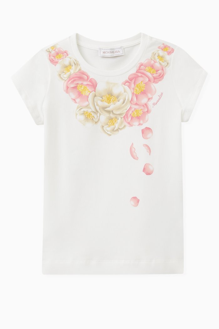 

Necklace Print T-shirt in Cotton Blend, White