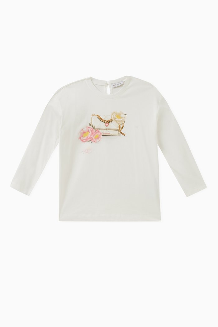 Handbag-print Top in Cotton, White