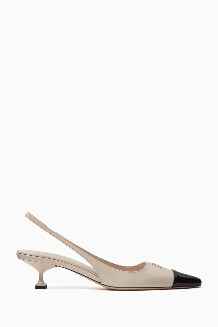 

Decollete Slingback 45 Pumps in Patent Leather, Neutral