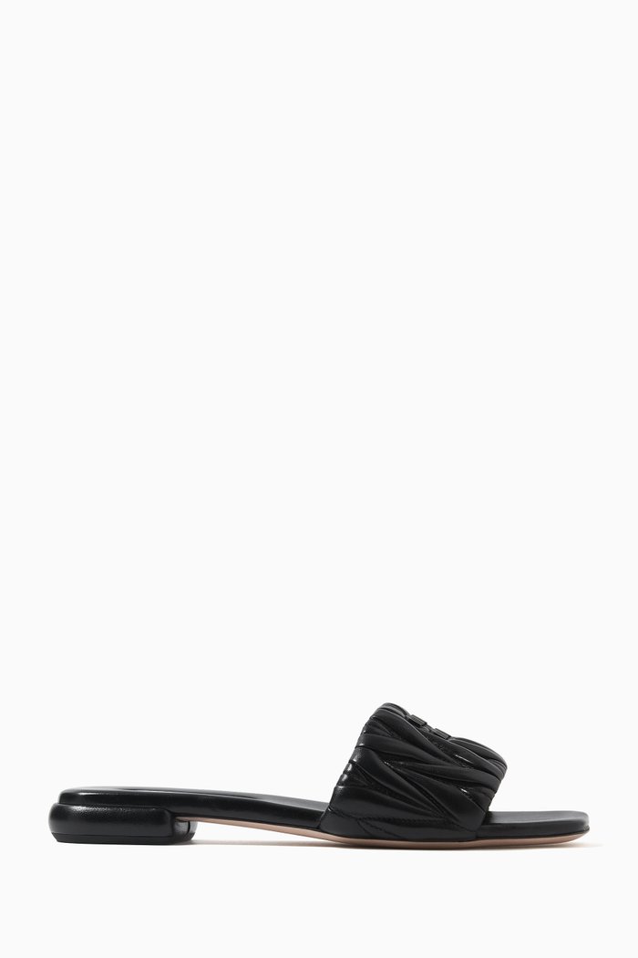 

Ciabatte Logo Slides in Nappa Matelasse, Black