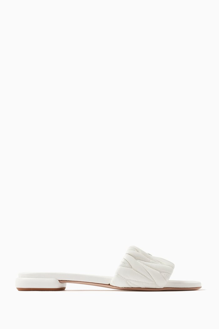 

Ciabatte Logo Slides in Nappa Matelasse, White