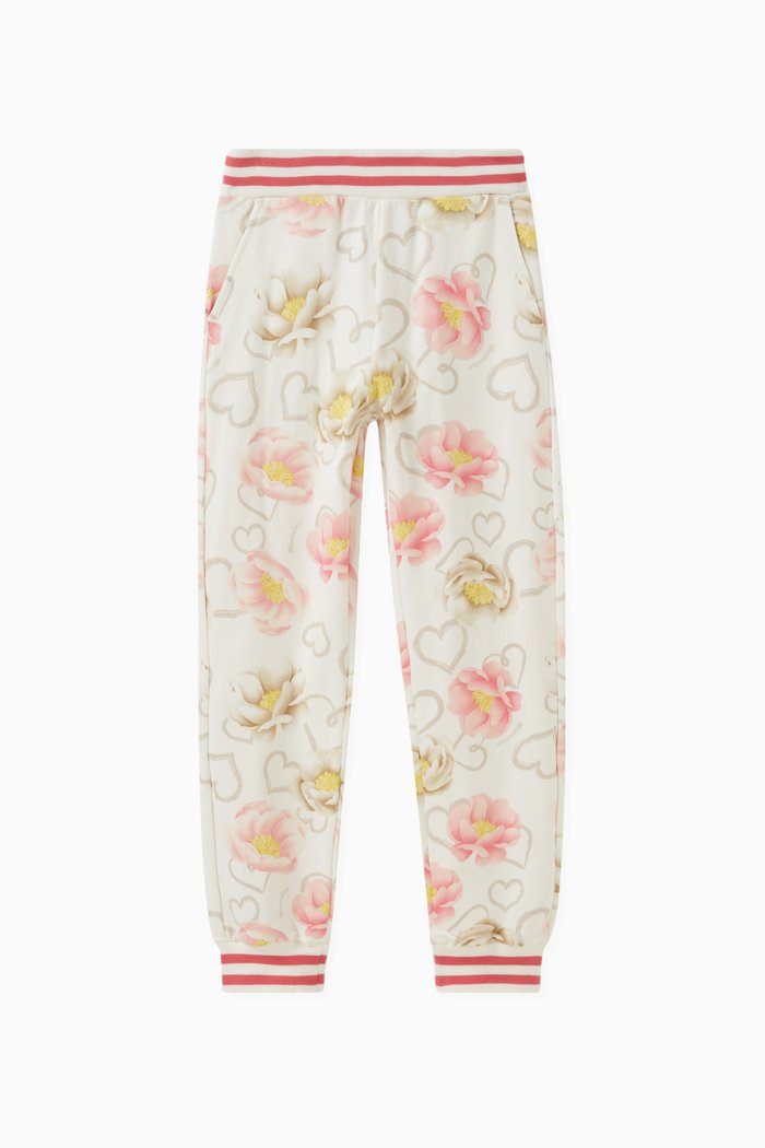 

Floral-print Leggings in Jersey, White