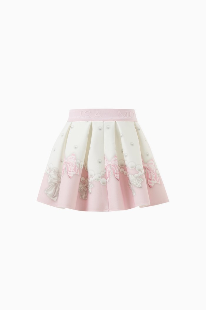 

Bow-print Skirt in Cotton, Pink
