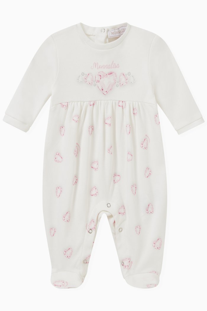 

Diamond-print Sleepsuit in Cotton, Neutral
