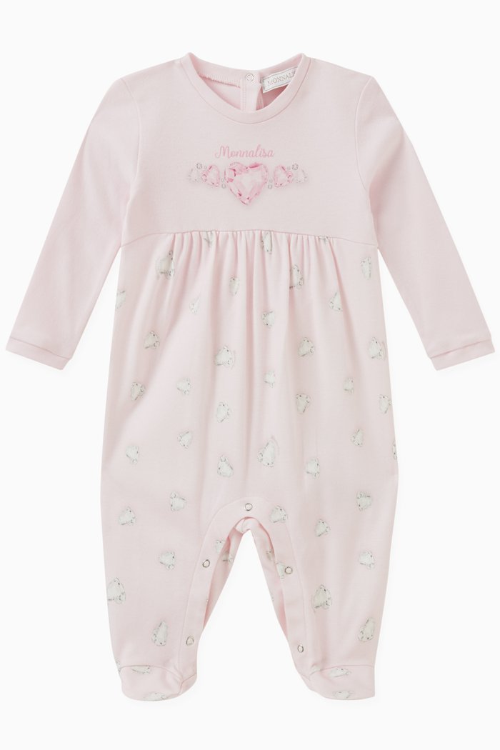 

Diamond-print Sleepsuit in Cotton, Pink