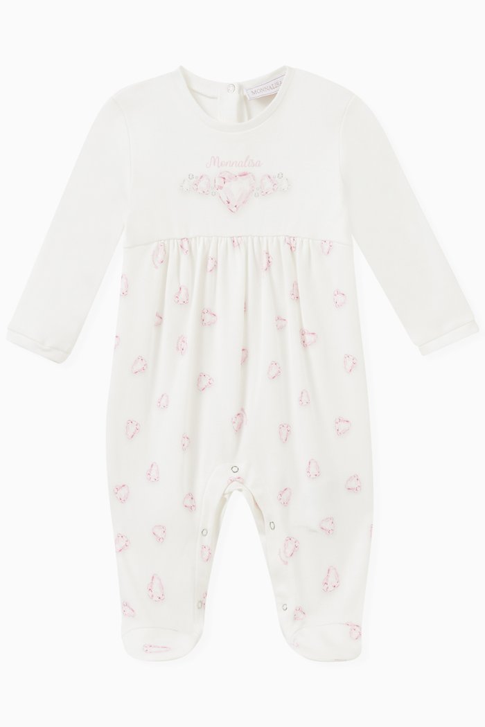 

Diamond-print Sleepsuit in Cotton, White