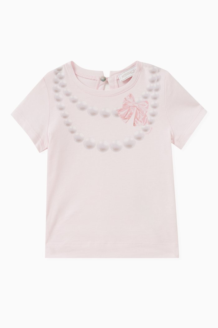 

Pearl Necklace-print T-shirt in Cotton, Pink