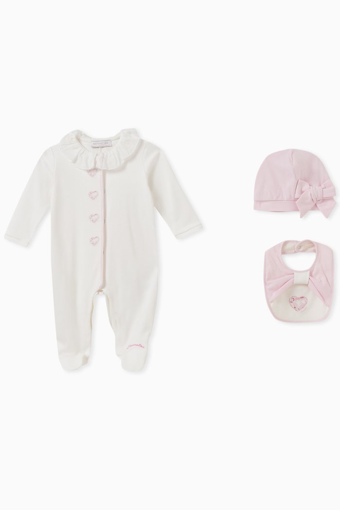 

Heart Motif Sleepsuit Set in Cotton, Neutral