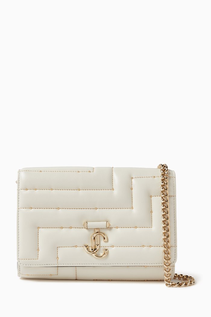 

Avenue Clutch Bag with JC Emblem in Studded Nappa Leather, White