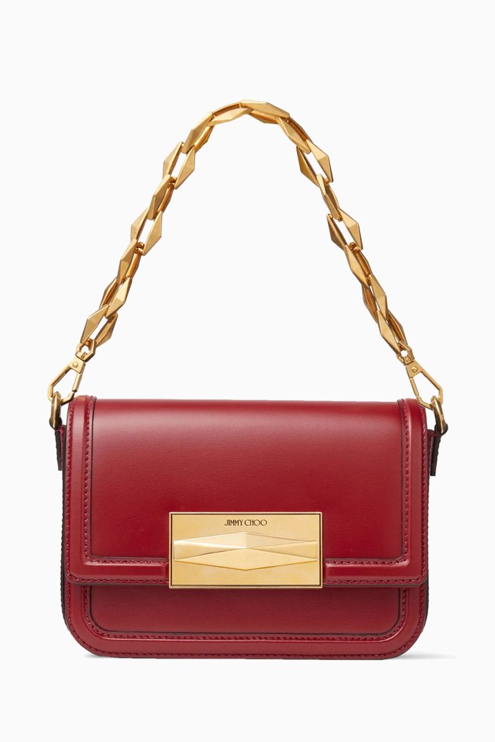 

Diamond Crossbody Bag in Leather, Red