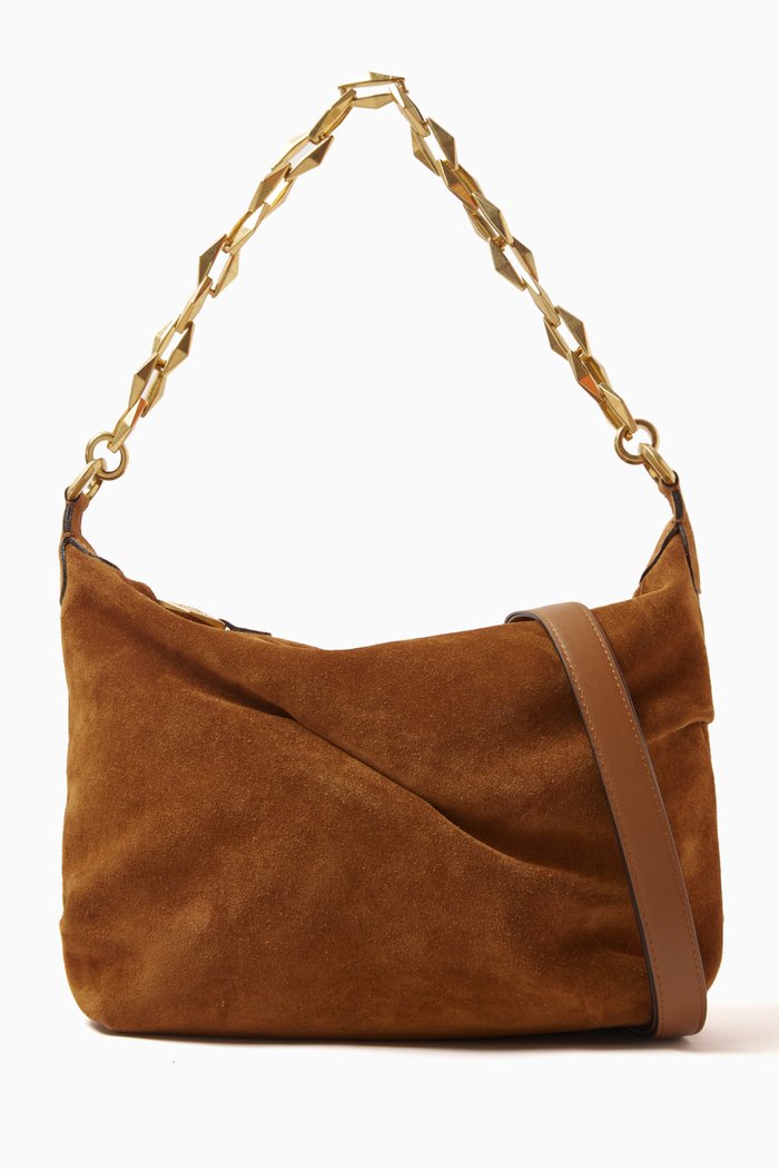 Diamond Soft Hobo/S Bag in Suede, Brown