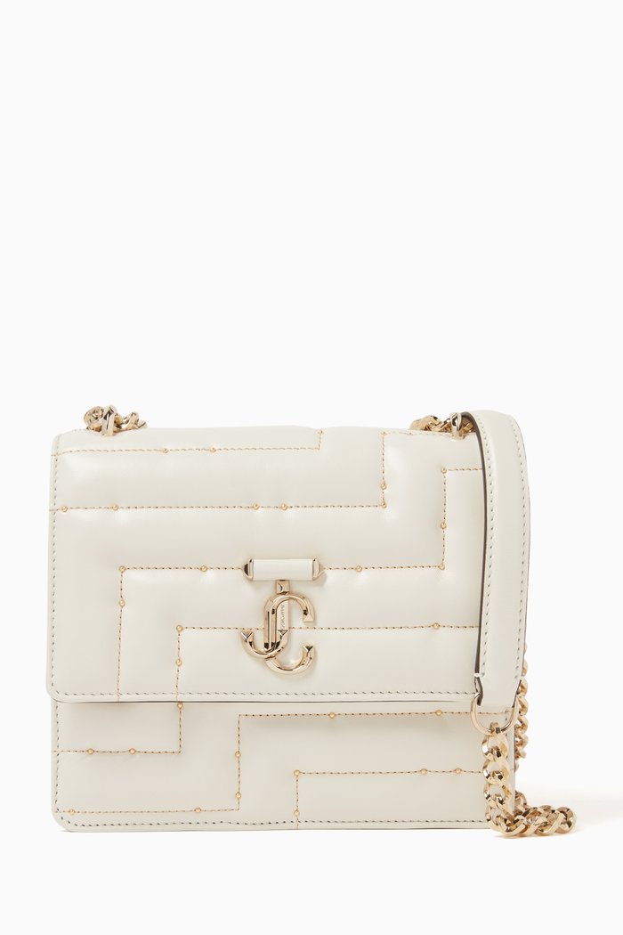 

Avenue Quad Bag with JC Emblem in Studded Nappa Leather, White