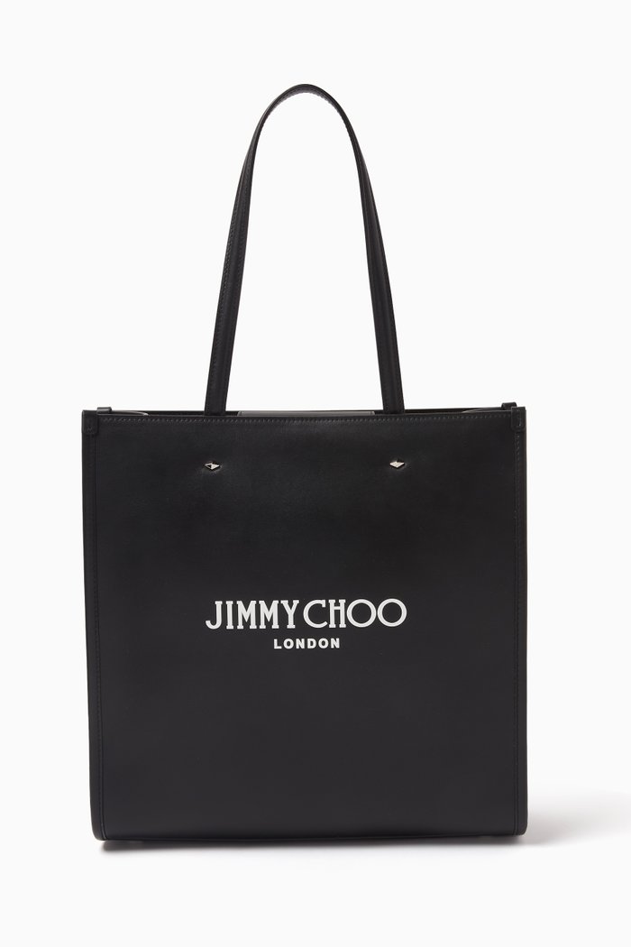 North/South Tote Bag in Smooth Leather, Black