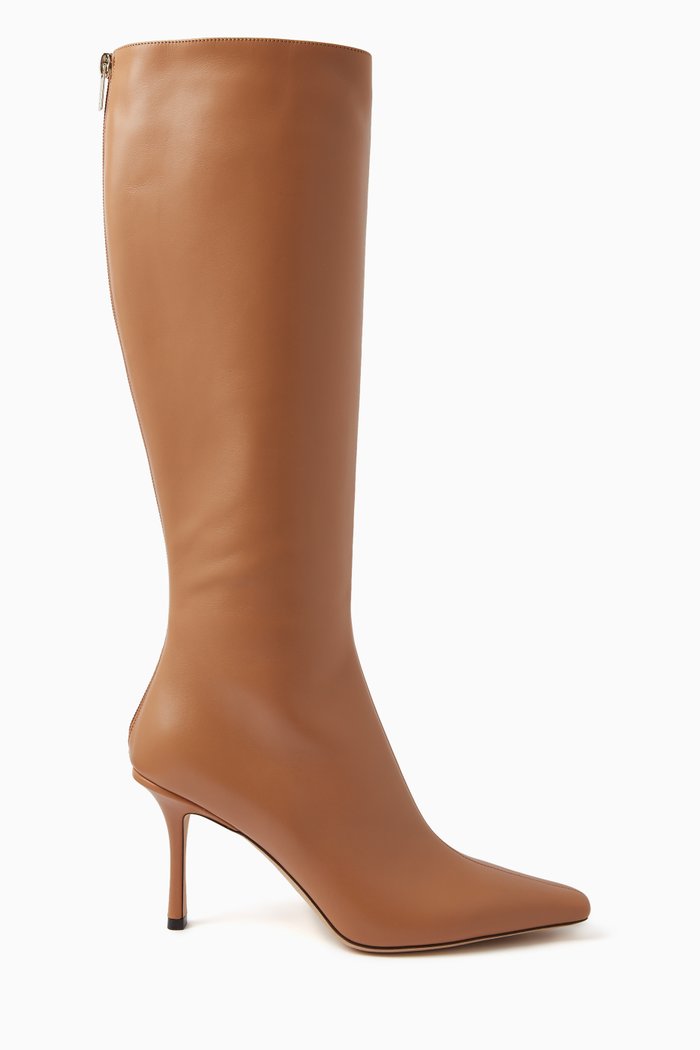 

Agathe 85 Knee Boots in Calfskin, Brown