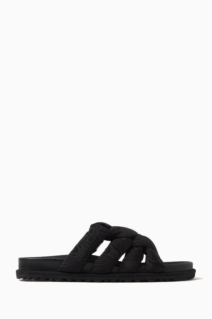 

Kes Logo Sandals in Moire, Black
