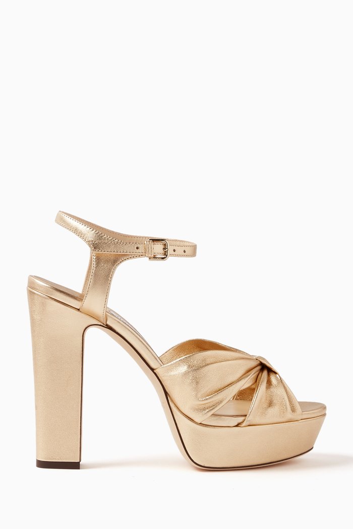 

Heloise 120 Platform Sandals in Mirror Leather, Gold