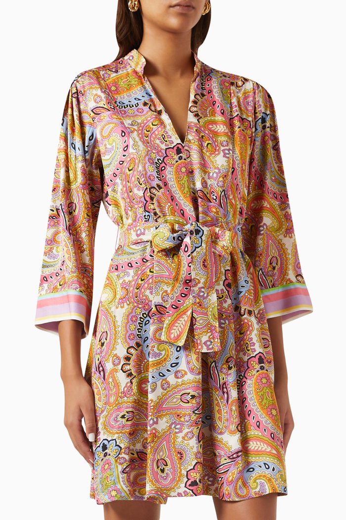 

Printed Mini Dress in Viscose, Multicolour