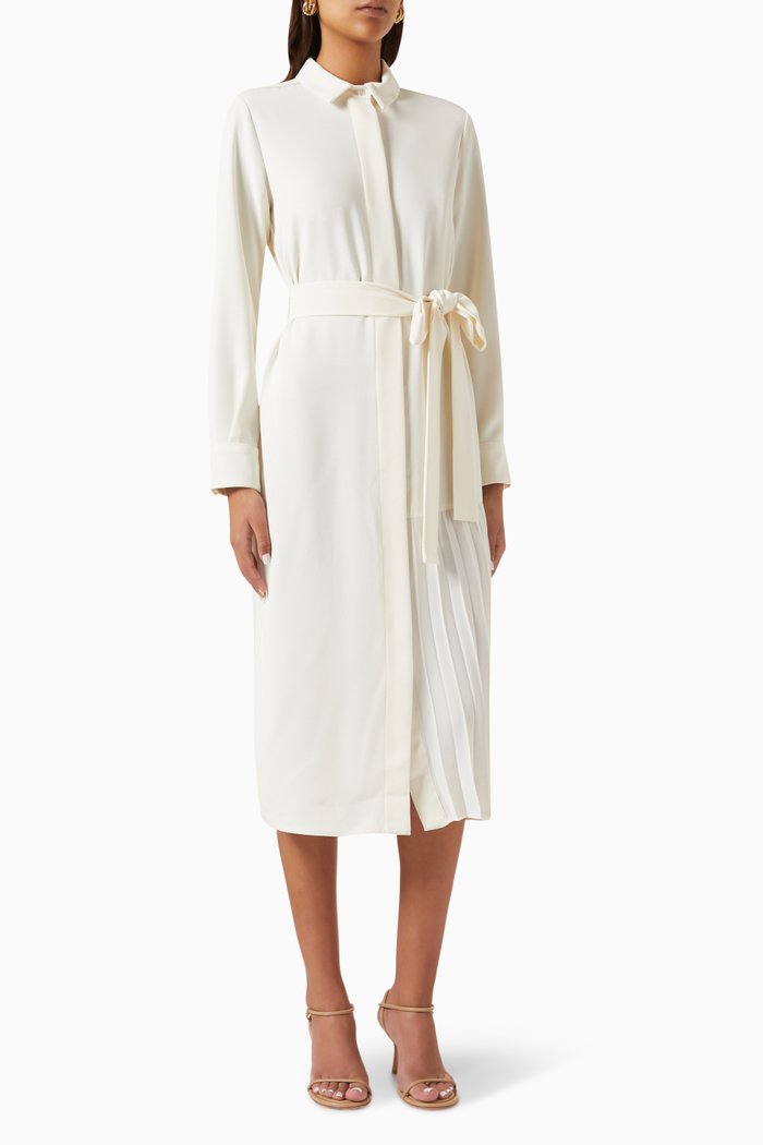 

Midi Shirt Dress in Crepe, White