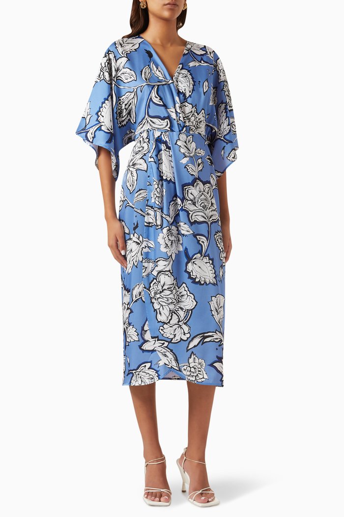 

Floral-print Midi Dress, Blue