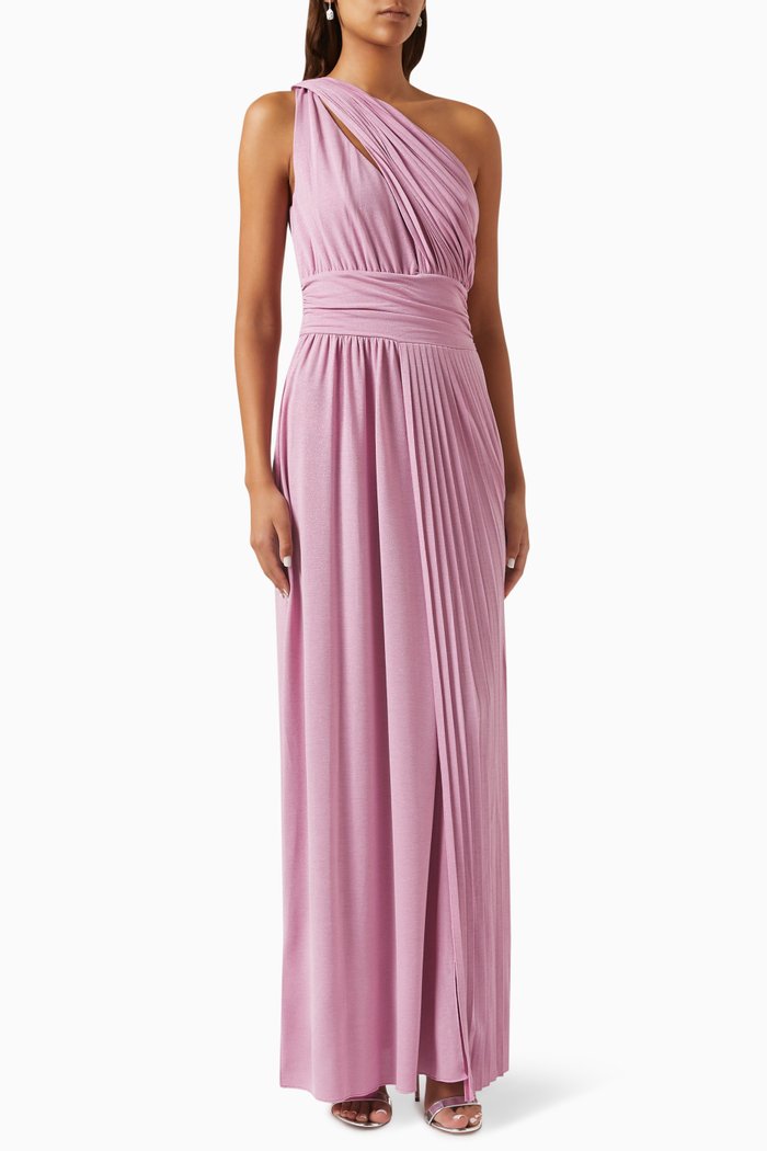 

One-shoulder Maxi Dress in Jersey, Pink