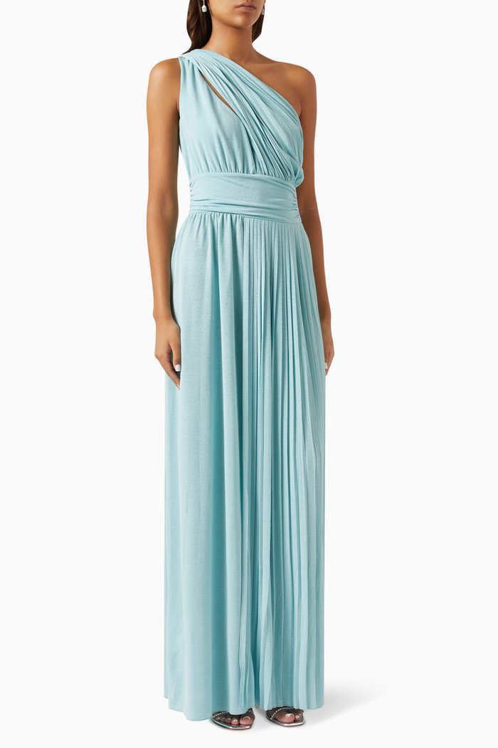 

One-shoulder Maxi Dress in Jersey, Blue