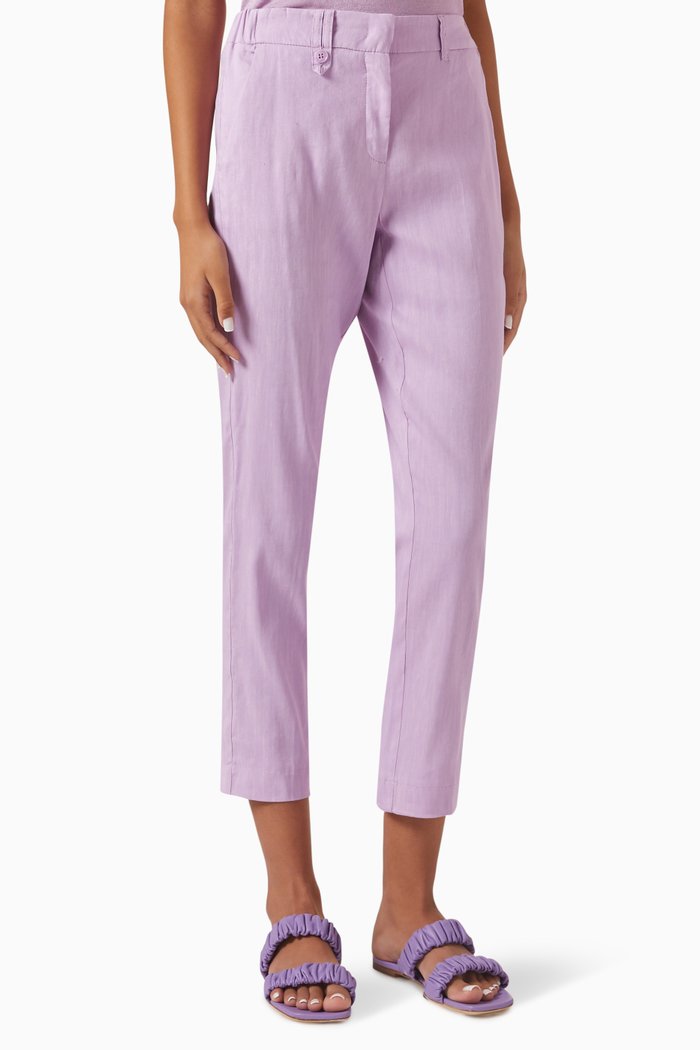 

Cigarette Pants in Linen-blend, Purple