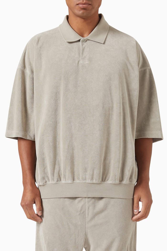 

Short-sleeve Polo in Terry Clooth, Grey