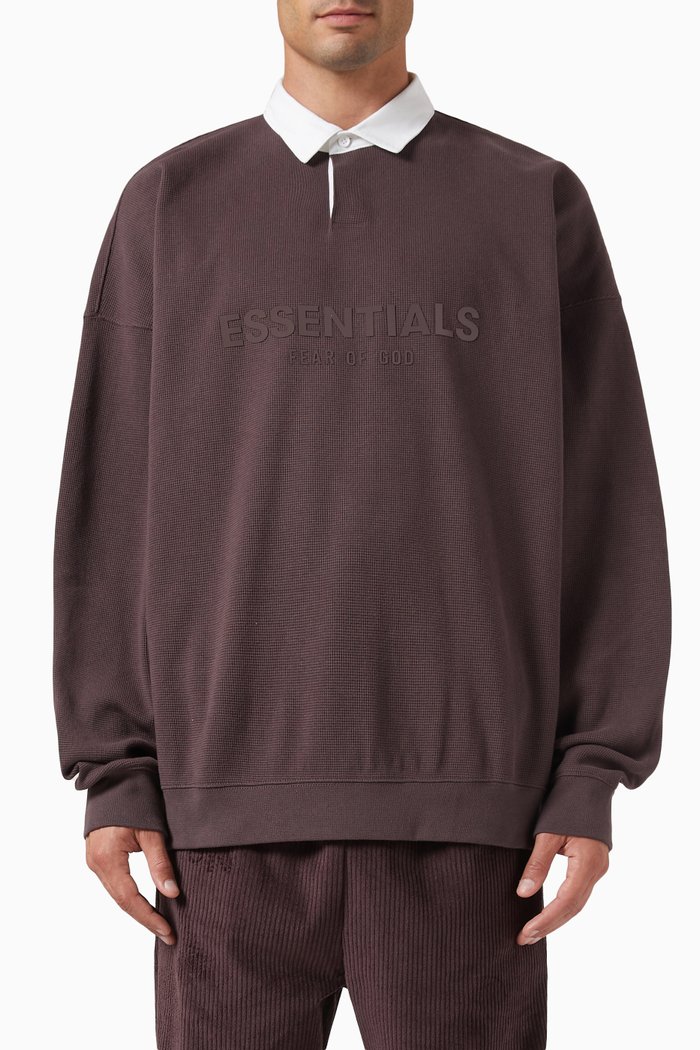 

Logo Henley Rugby T-shirt in Heavy Waffle, Purple