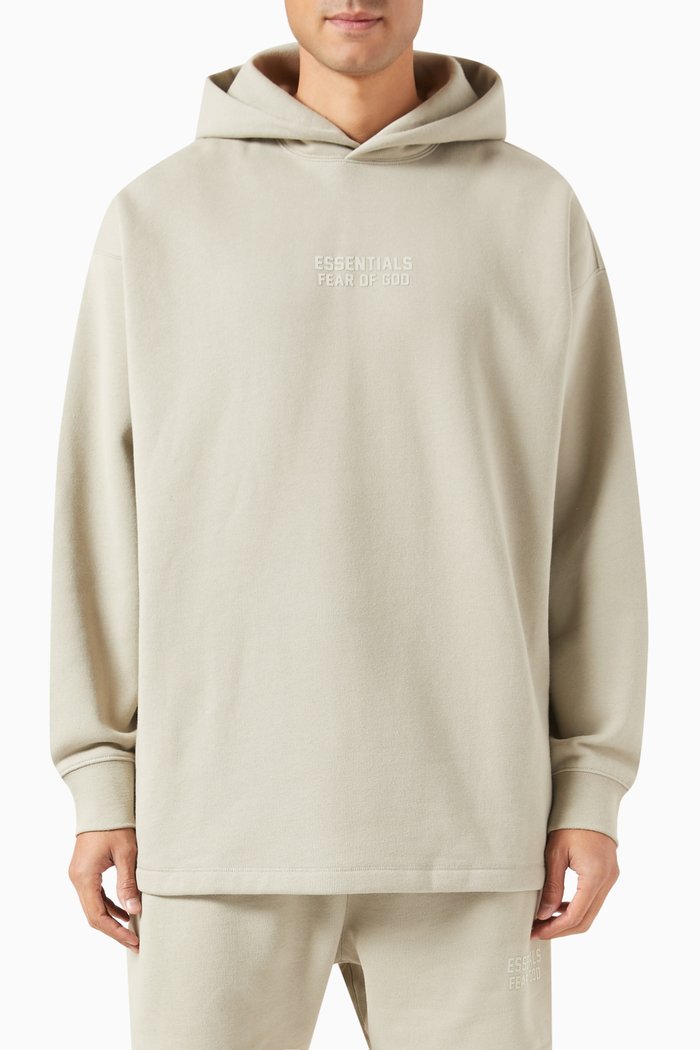 

Logo Relaxed Hoodie in Cotton-blend Fleece, Grey