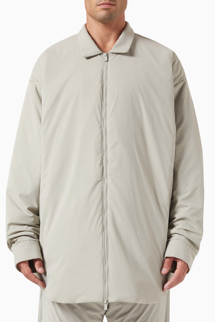 

Filled Shirt Jacket in Woven Nylon, Grey