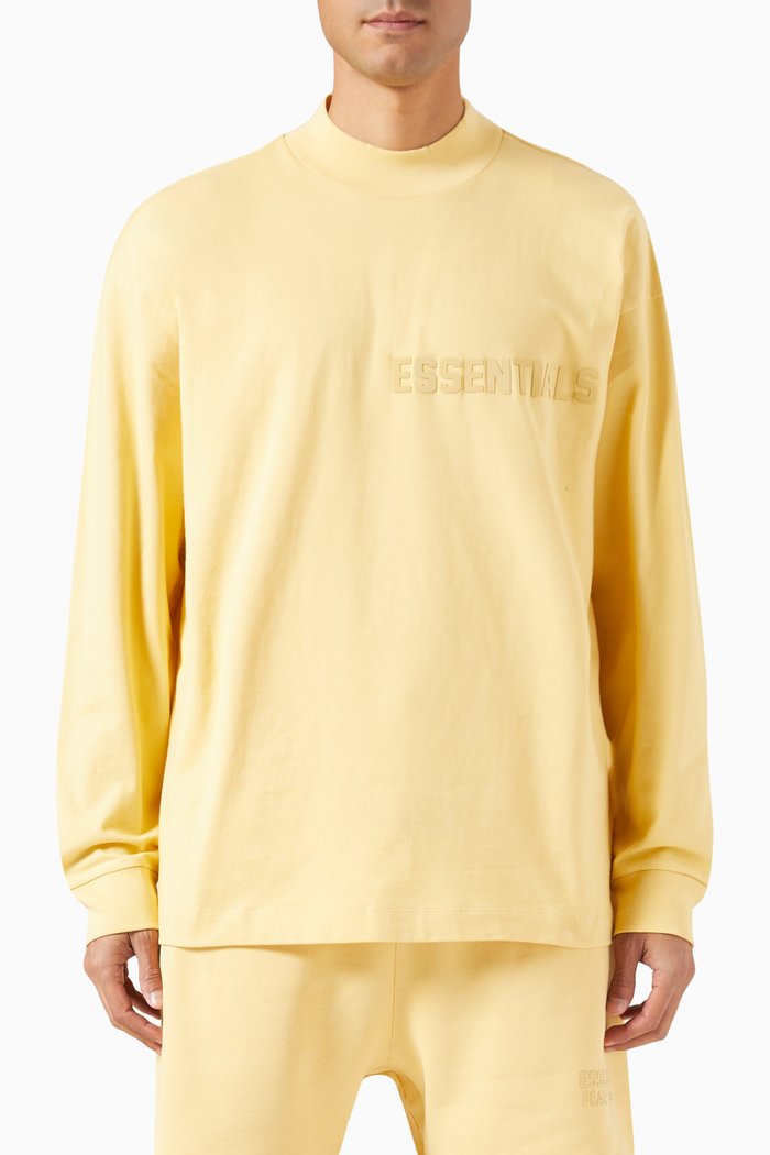 Logo Long-sleeve T-shirt in Cotton-jersey, Yellow