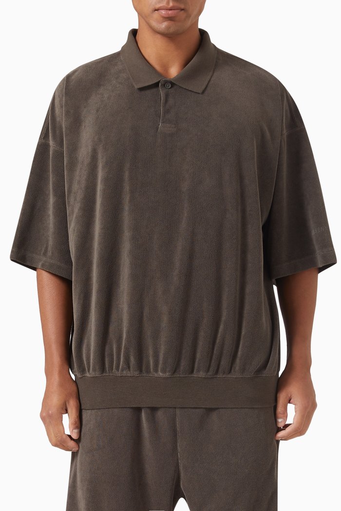 

Short-sleeve Polo in Terry Cloth, Black