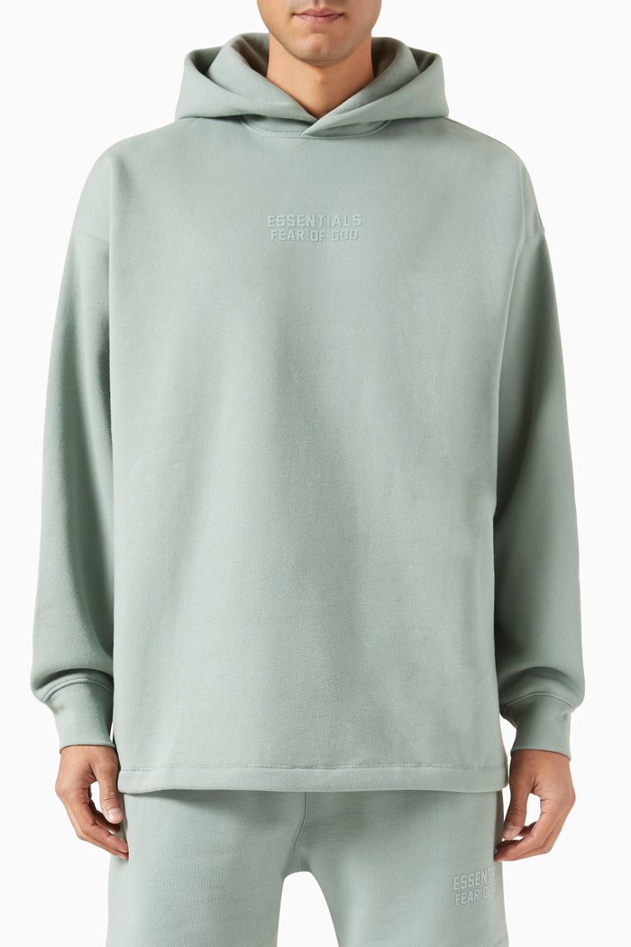 

Logo Relaxed Hoodie in Cotton-blend Fleece, Blue