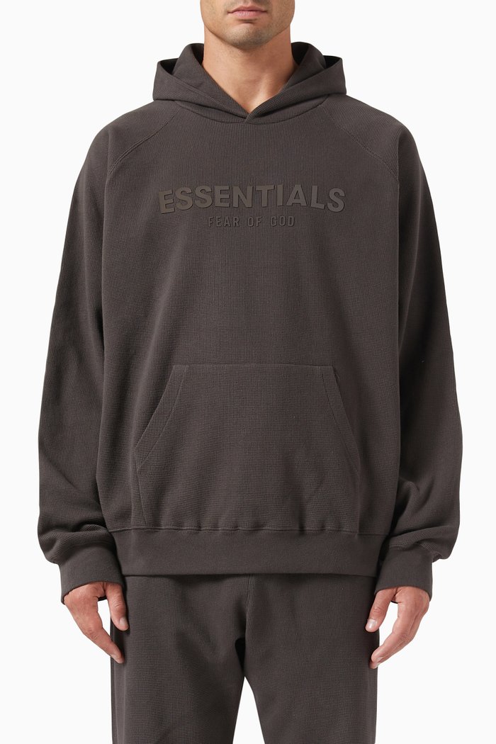 

Raglan Hoodie in Heavy Waffle, Black